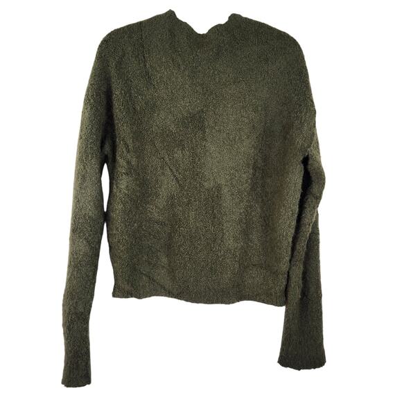 Theory Green Pullover Soft Scruffy Sweater Women's Medium Merino Wool Camel Hair - Picture 4 of 10